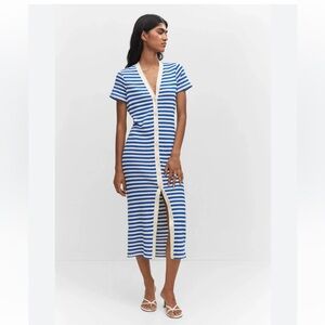 Mango Blue and White Striped Dress